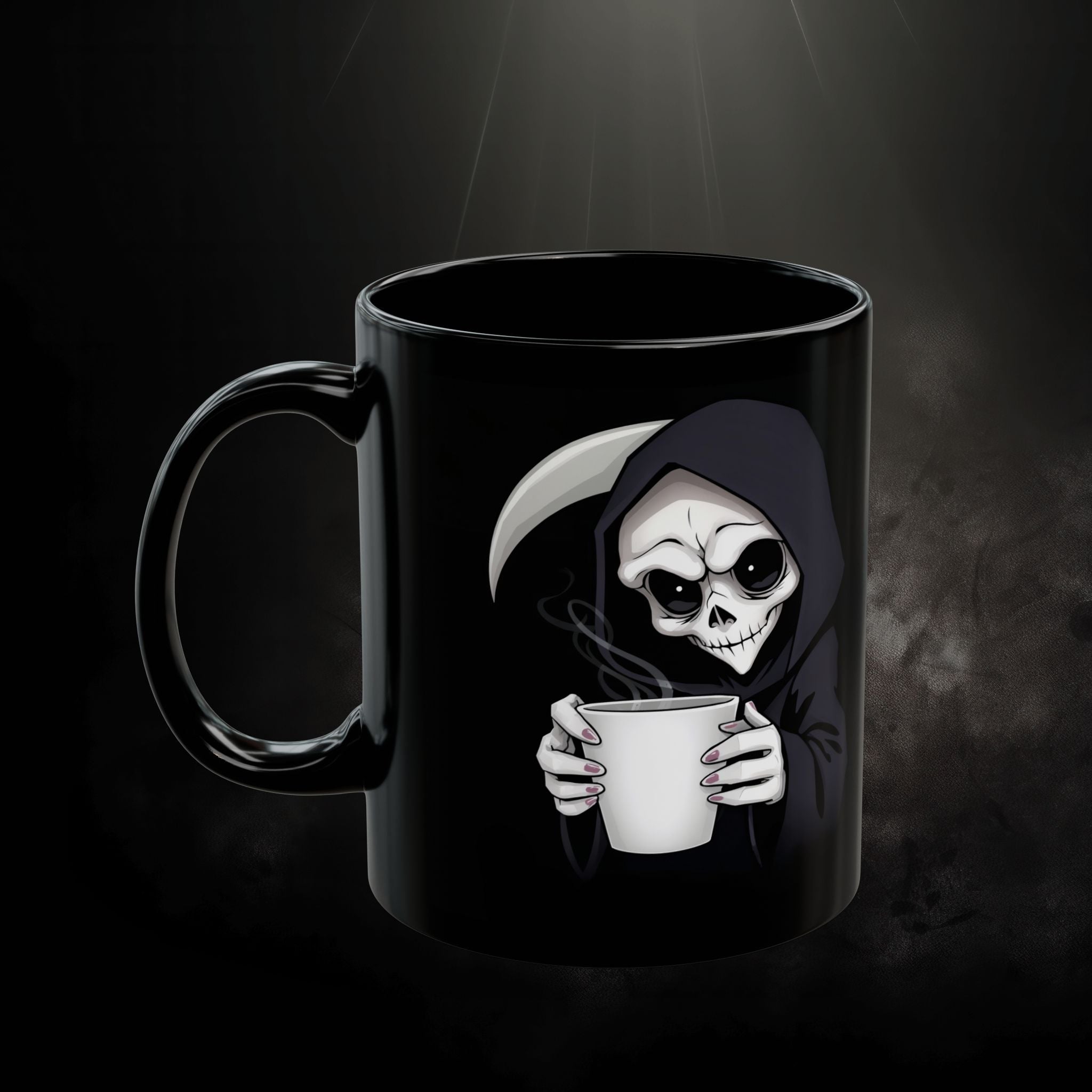 Grim Roast “Caffeine for the Soul” Mug – Gothic Grim Reaper Coffee Cup (11oz & 15oz)