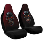 Grim Sanctum Sinister Skull Car Seat Covers - Red & Black, Protective & Stylish (Set of 2)