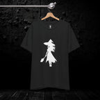 Wicked Witch Silhouette T-Shirt - Enchanting Gothic Style with Spine Print