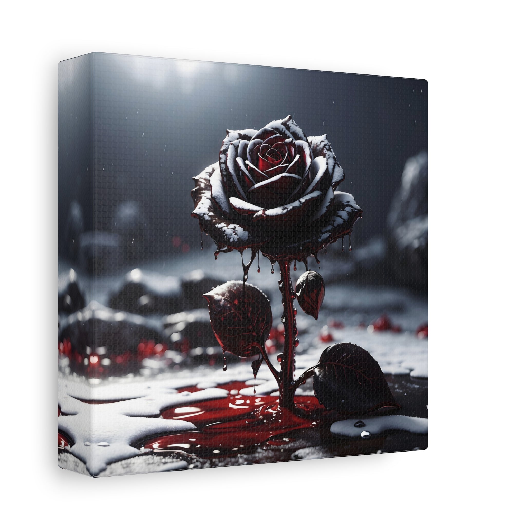 Crimson Tears Canvas Art - Gothic Black Rose Decor