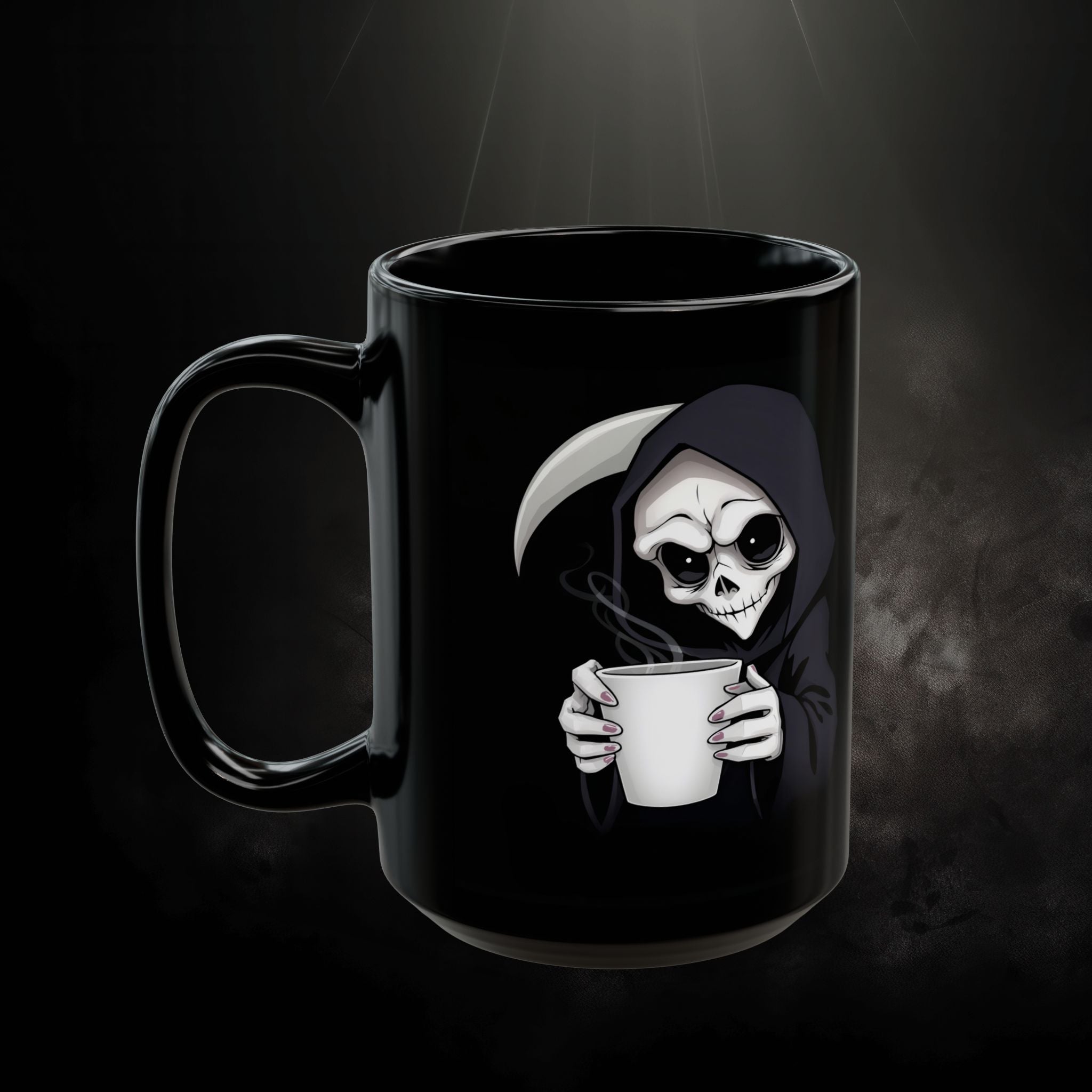 Grim Roast “Caffeine for the Soul” Mug – Gothic Grim Reaper Coffee Cup (11oz & 15oz)