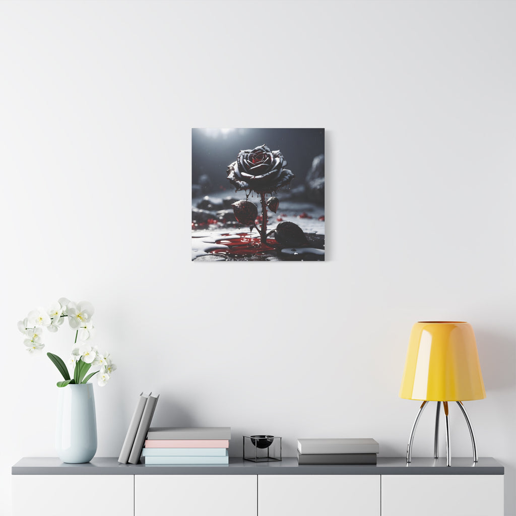Crimson Tears Canvas Art - Gothic Black Rose Decor