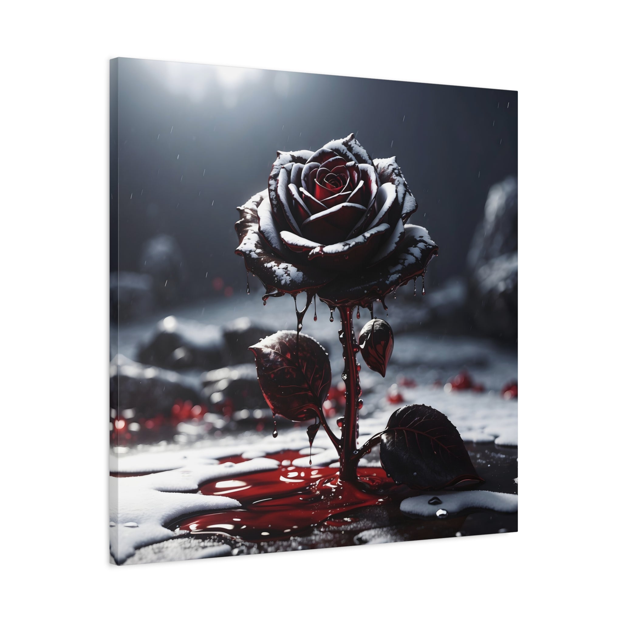 Crimson Tears Canvas Art - Gothic Black Rose Decor