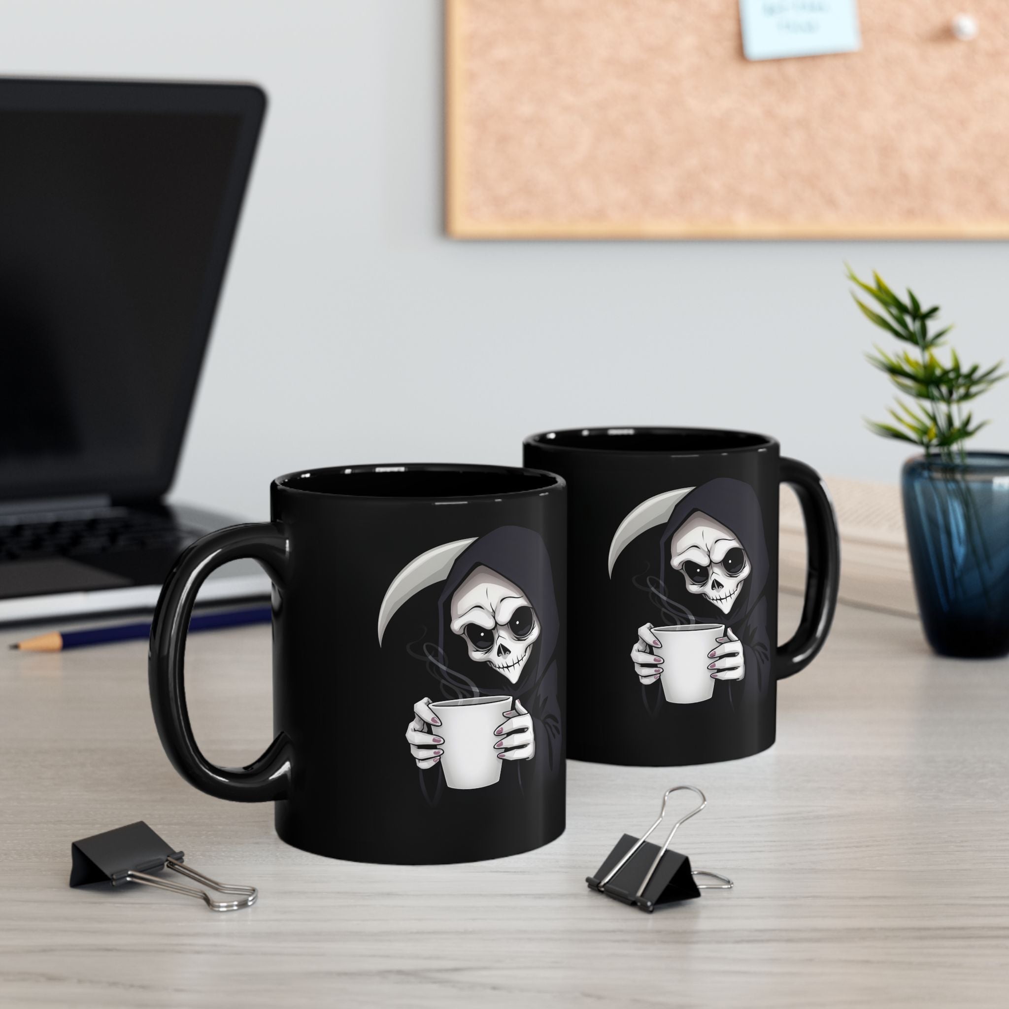 Grim Roast “Caffeine for the Soul” Mug – Gothic Grim Reaper Coffee Cup (11oz & 15oz)