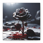 Crimson Tears Canvas Art - Gothic Black Rose Decor