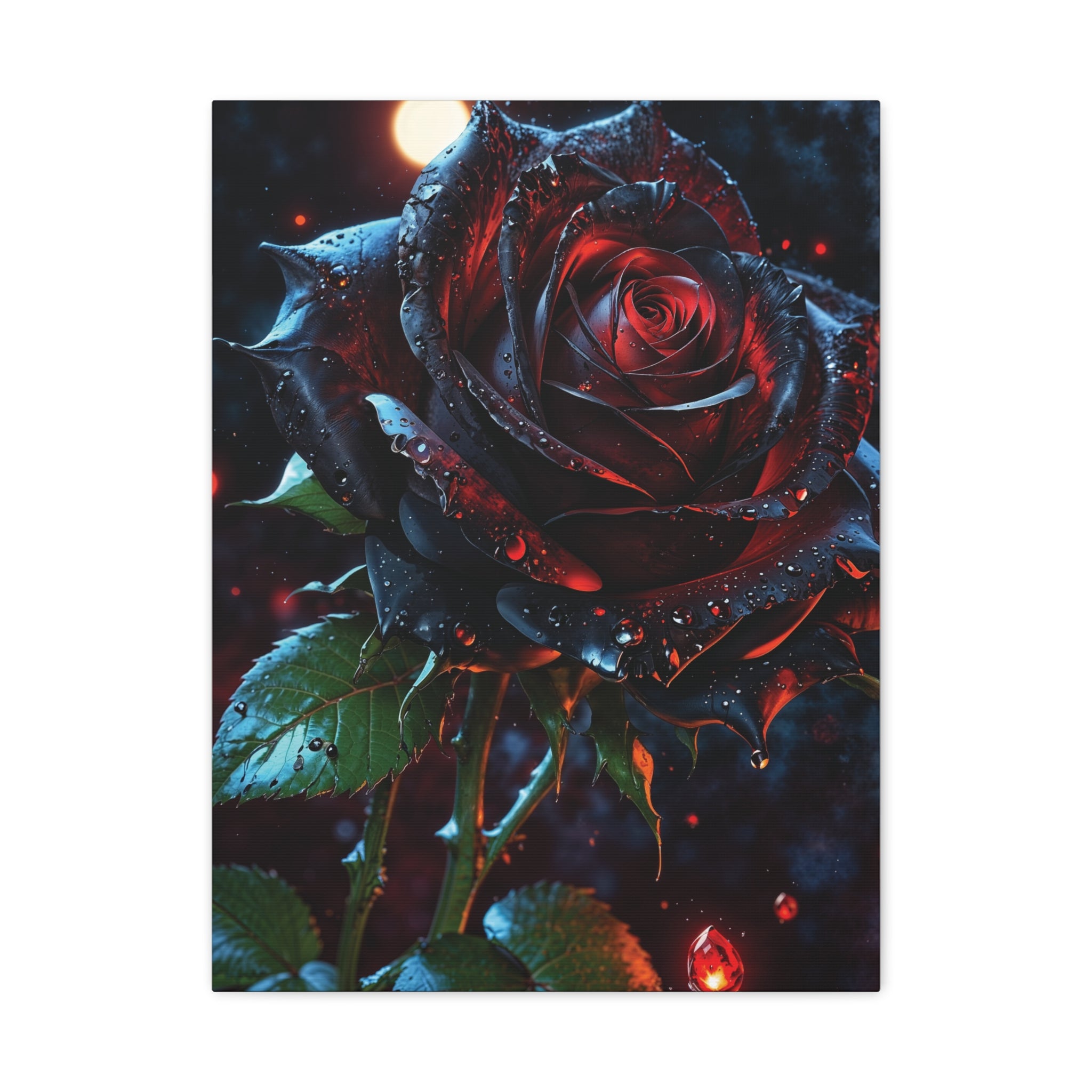 Dark Blood Rose Canvas Print - Gothic Floral Art
