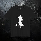 Wicked Witch Silhouette T-Shirt - Enchanting Gothic Style with Spine Print