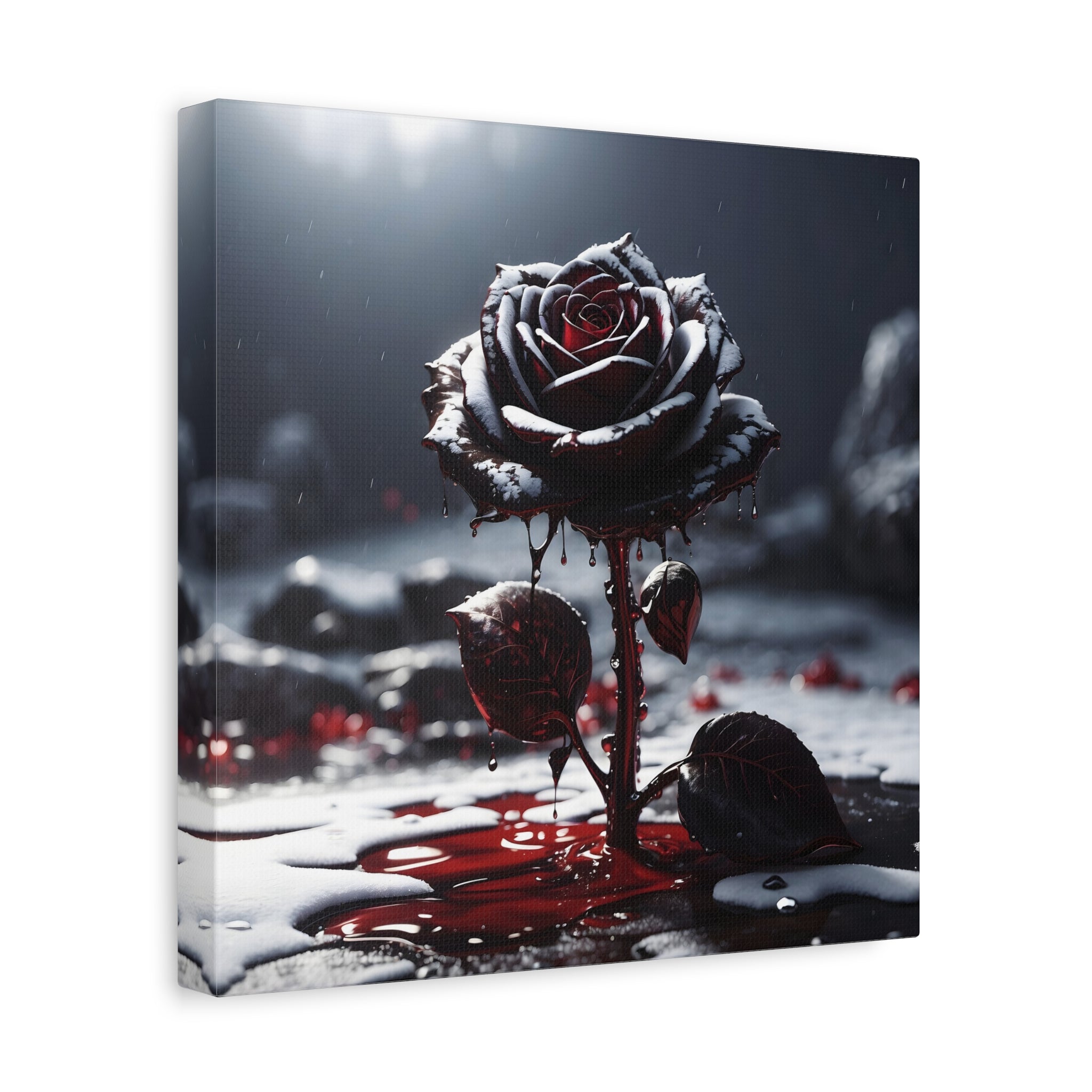 Crimson Tears Canvas Art - Gothic Black Rose Decor