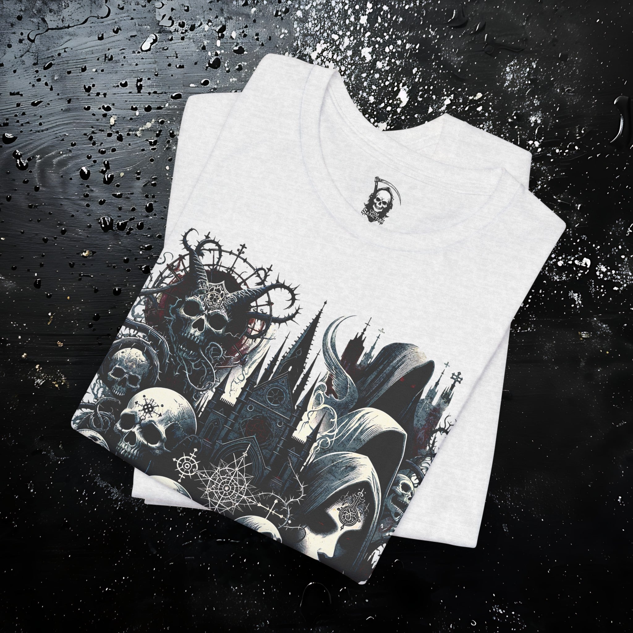 Dark Gothic Mystic Skulls T-Shirt - Mystical and Macabre Elegance