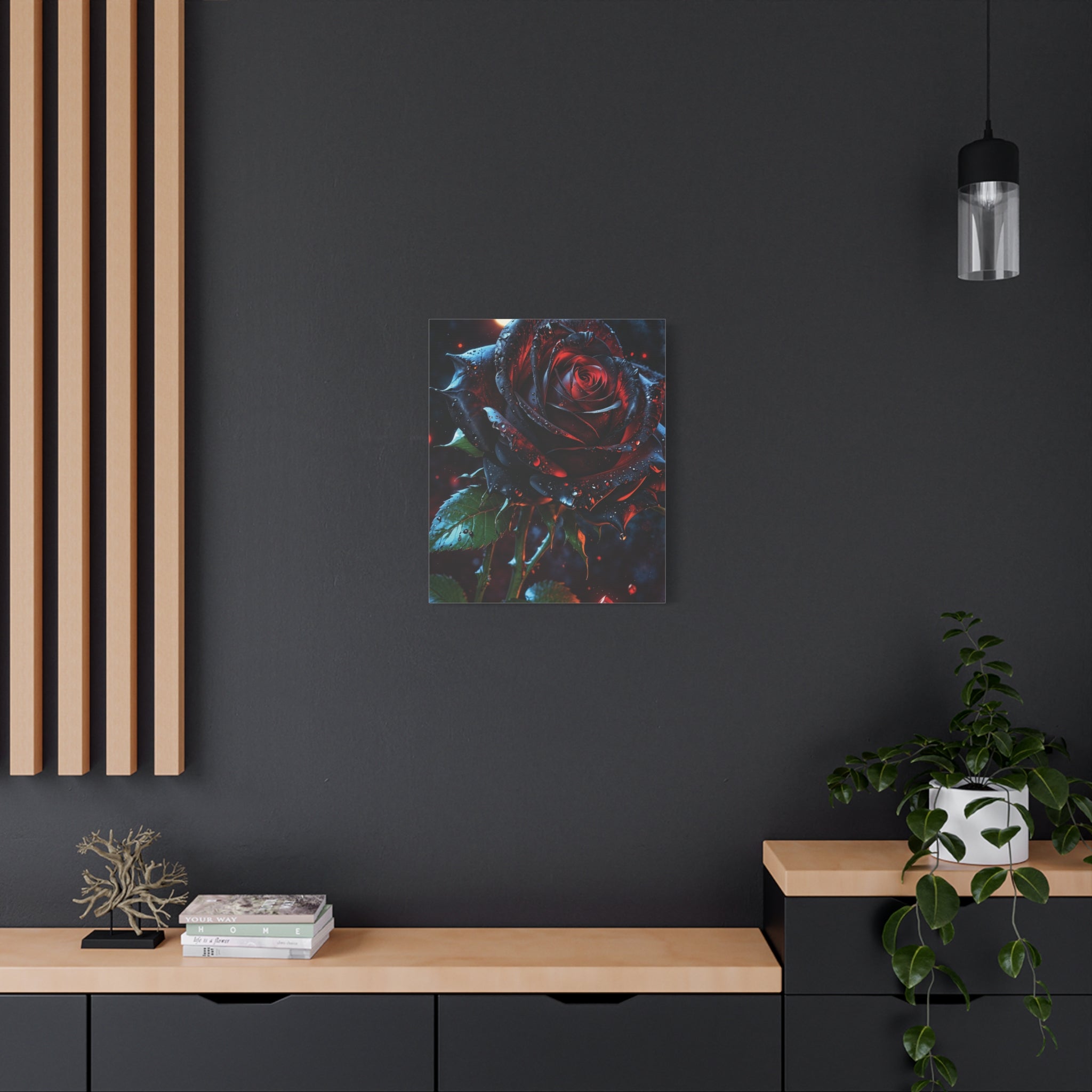 Dark Blood Rose Canvas Print - Gothic Floral Art