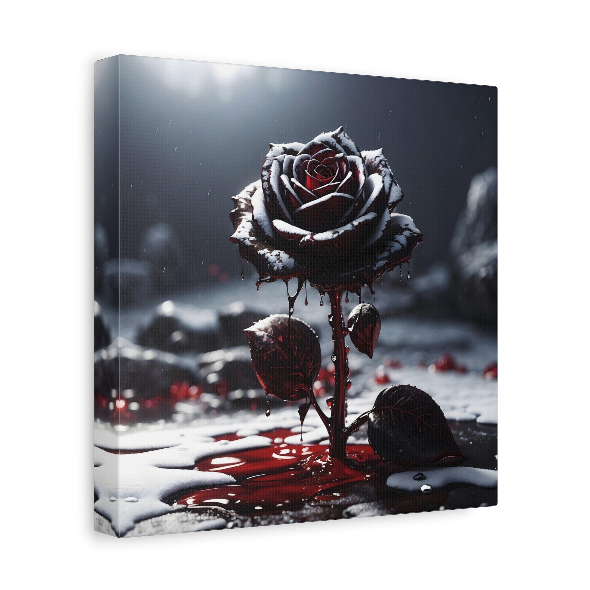Crimson Tears Canvas Art - Gothic Black Rose Decor