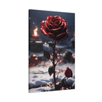 Crimson Rose Winter Canvas Print - Dark Romantic Art