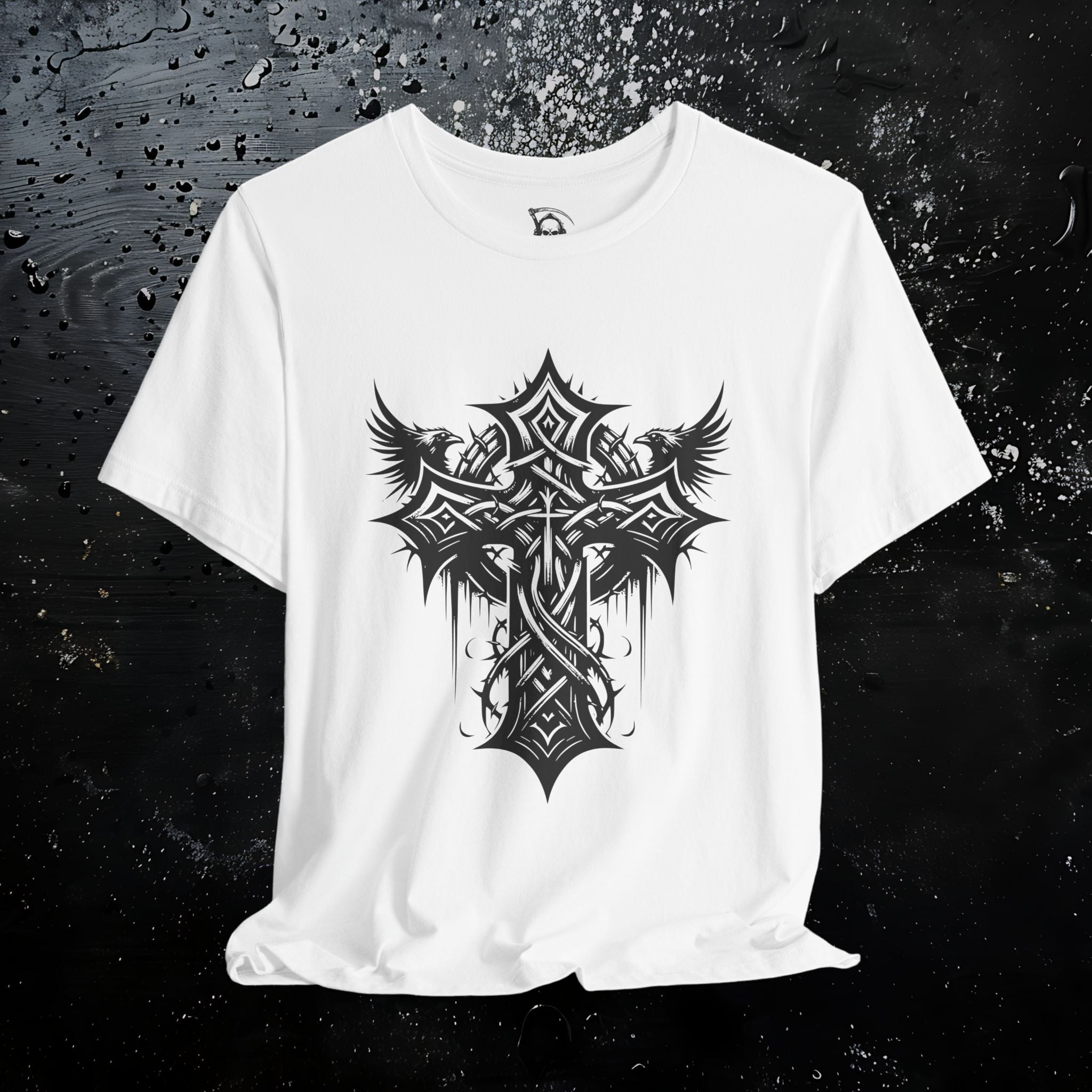 Dark Aesthetic Gothic Winged Cross Shirt