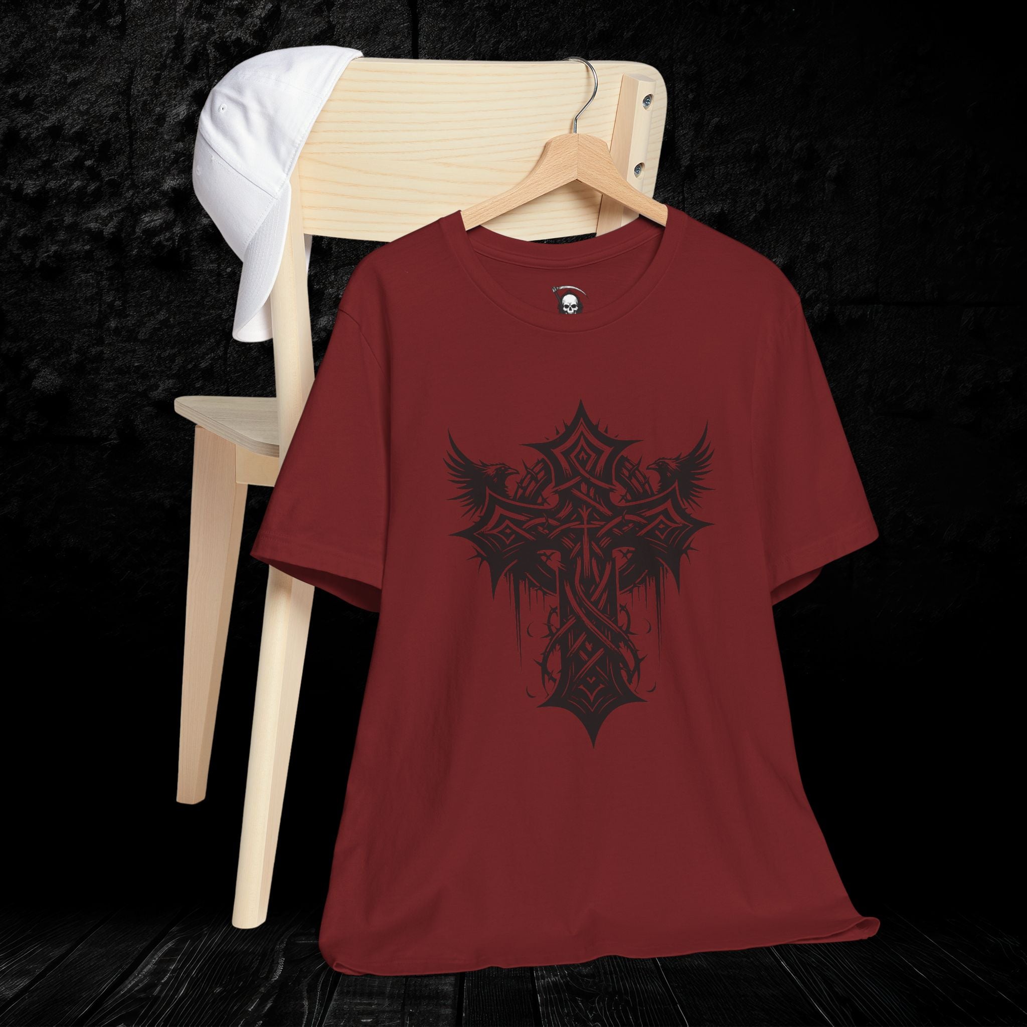 Dark Aesthetic Gothic Winged Cross Shirt