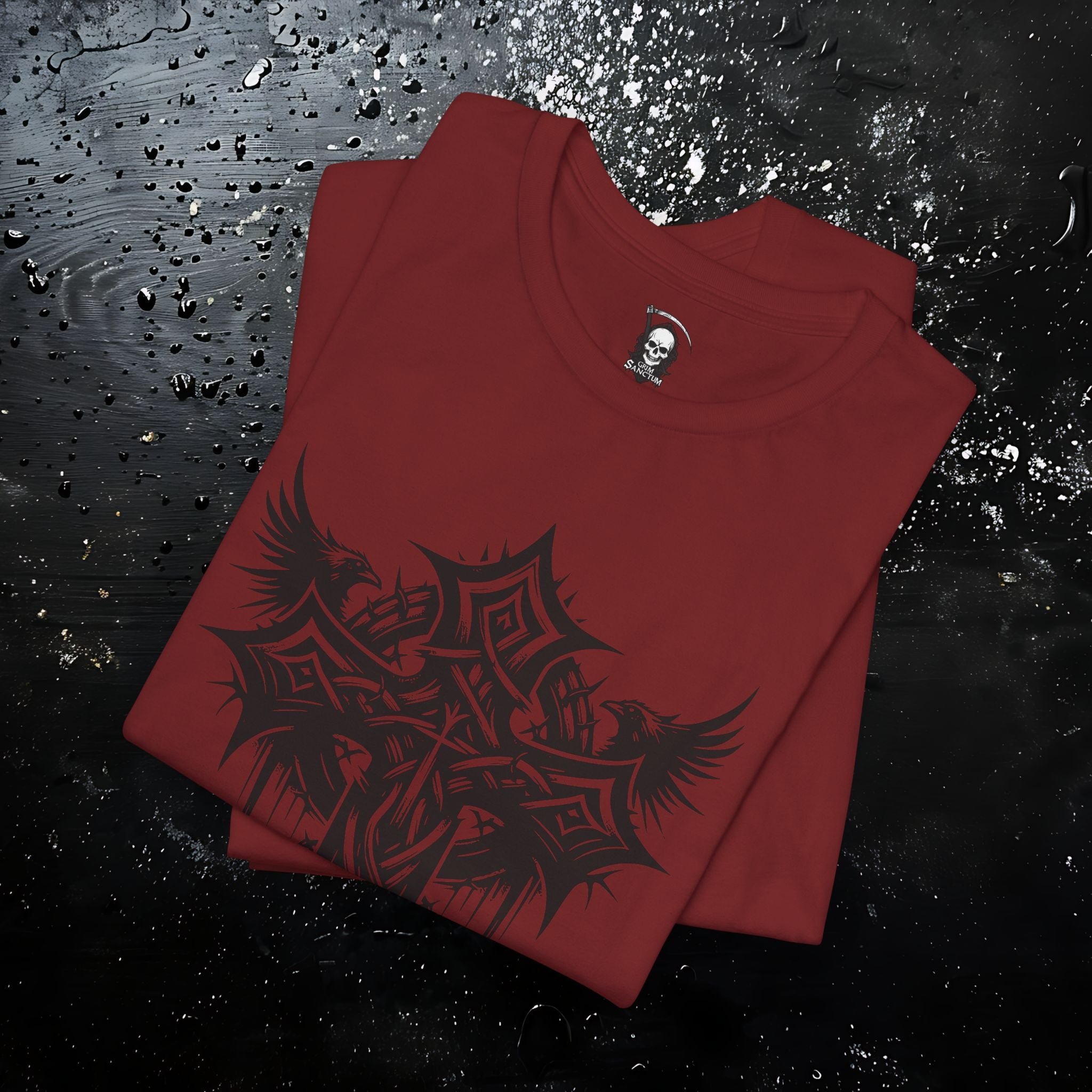 Dark Aesthetic Gothic Winged Cross Shirt