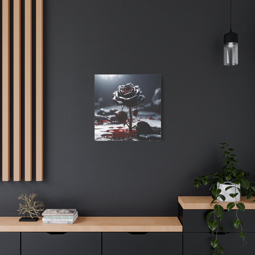 Crimson Tears Canvas Art - Gothic Black Rose Decor
