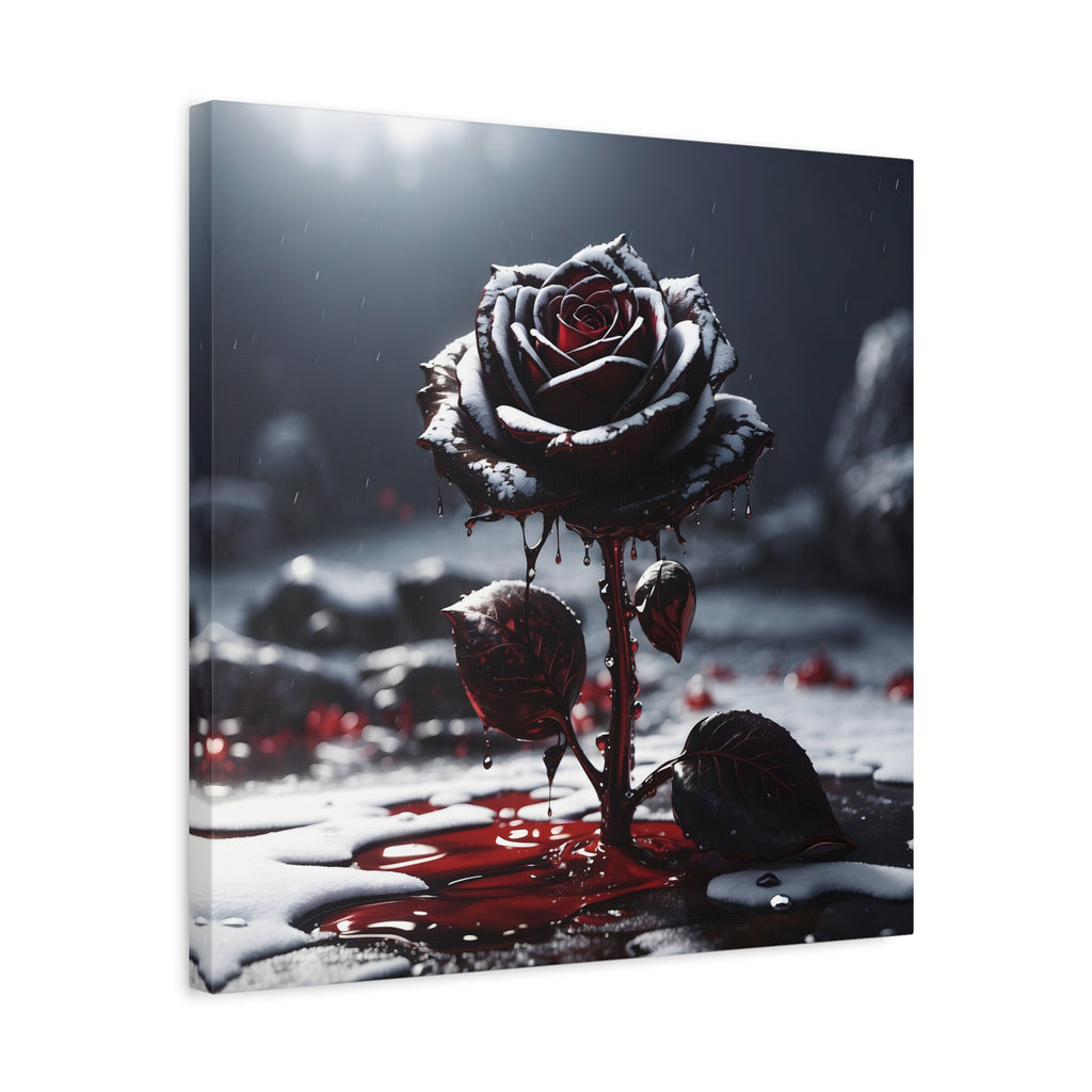 Crimson Tears Canvas Art - Gothic Black Rose Decor