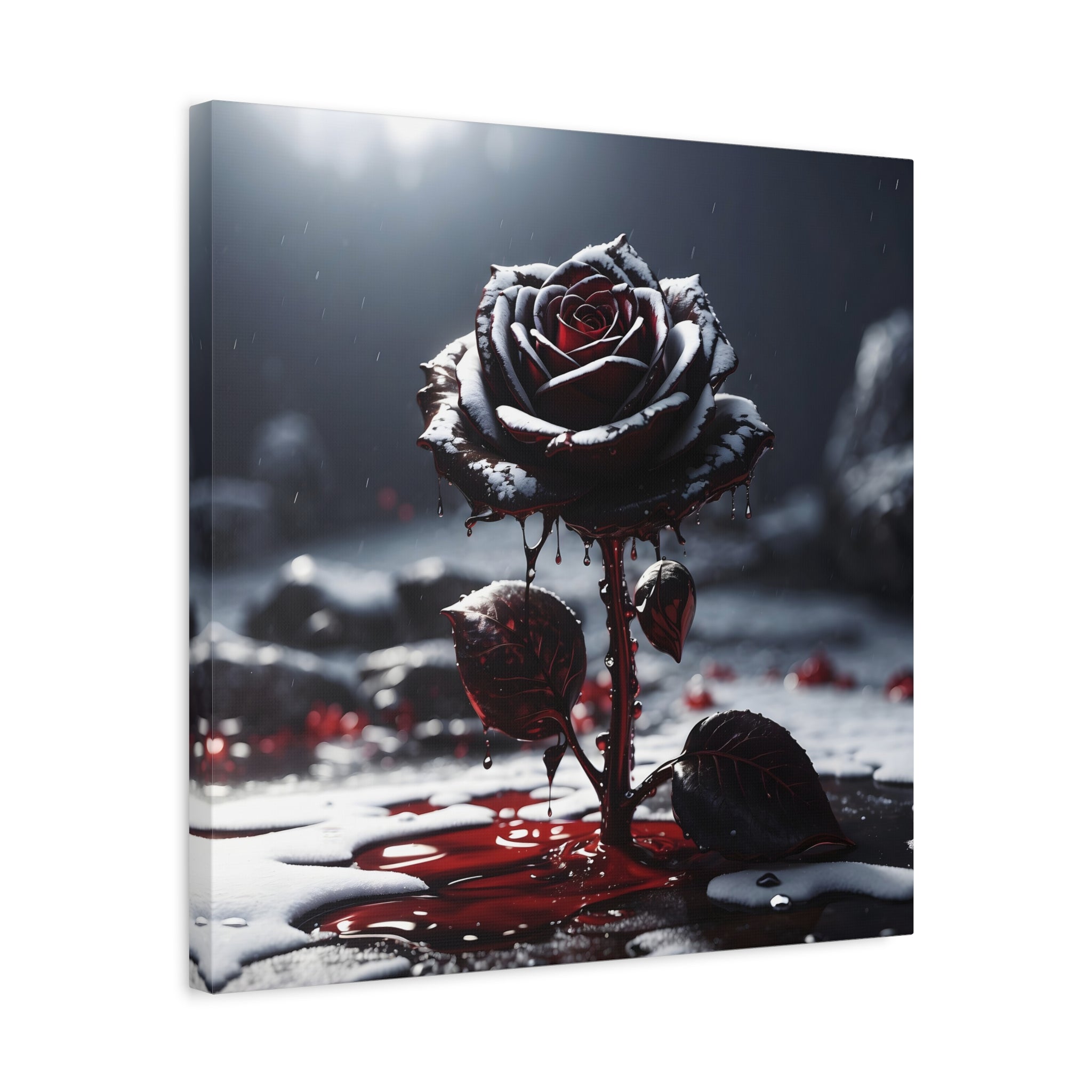 Crimson Tears Canvas Art - Gothic Black Rose Decor