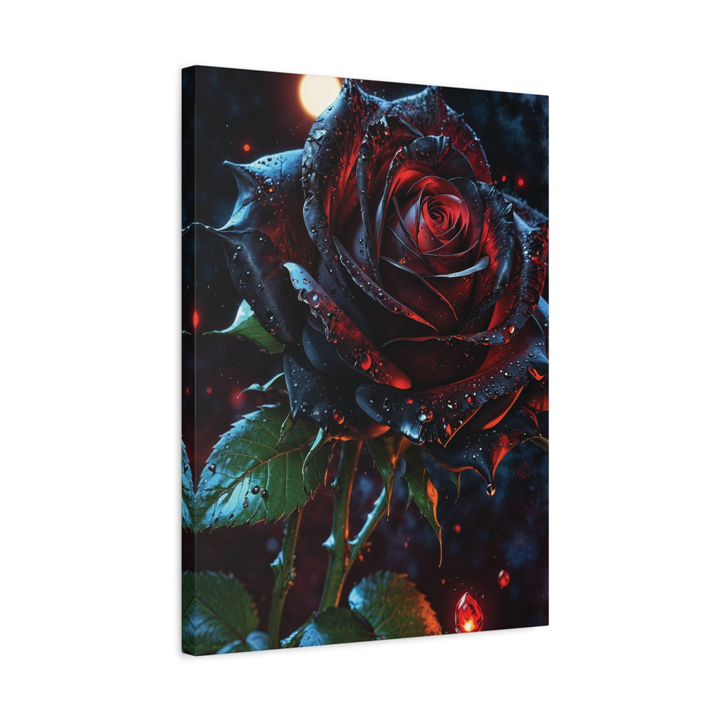 Dark Blood Rose Canvas Print - Gothic Floral Art
