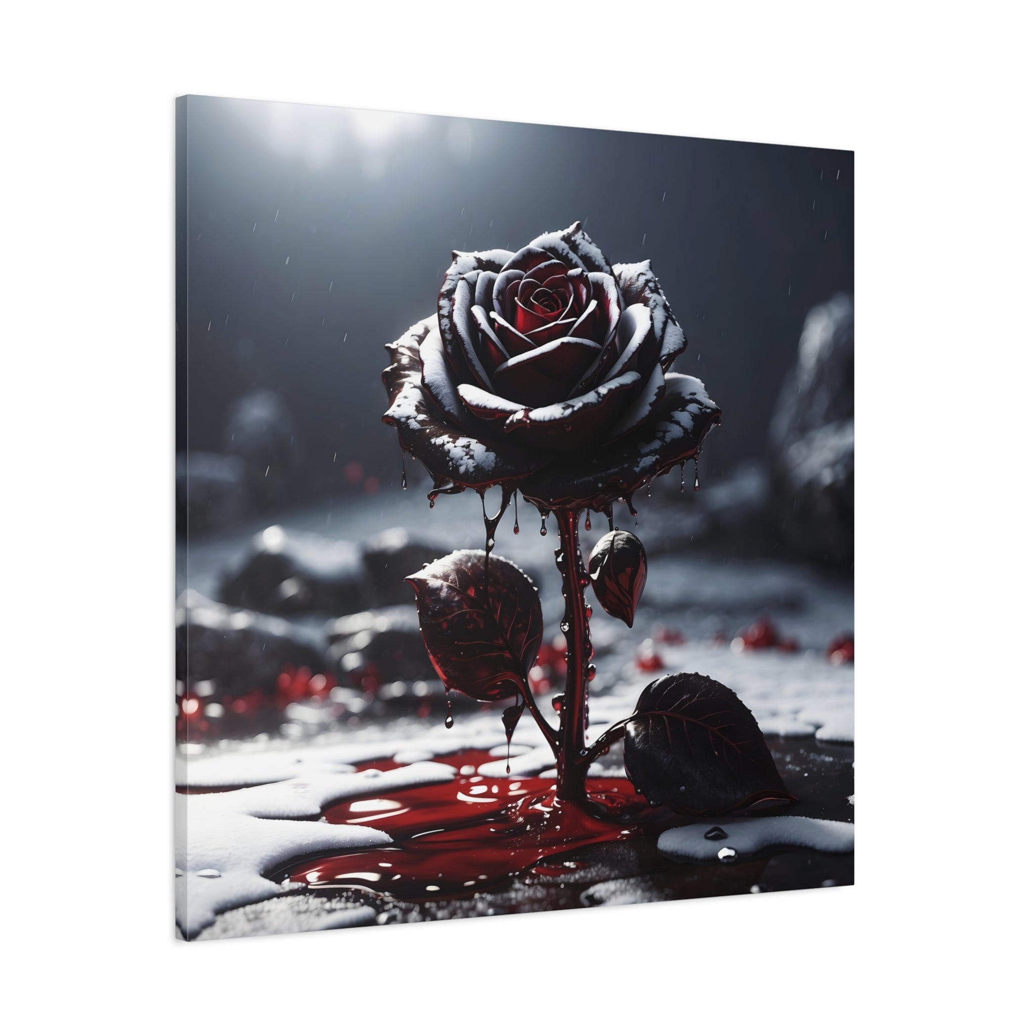 Crimson Tears Canvas Art - Gothic Black Rose Decor