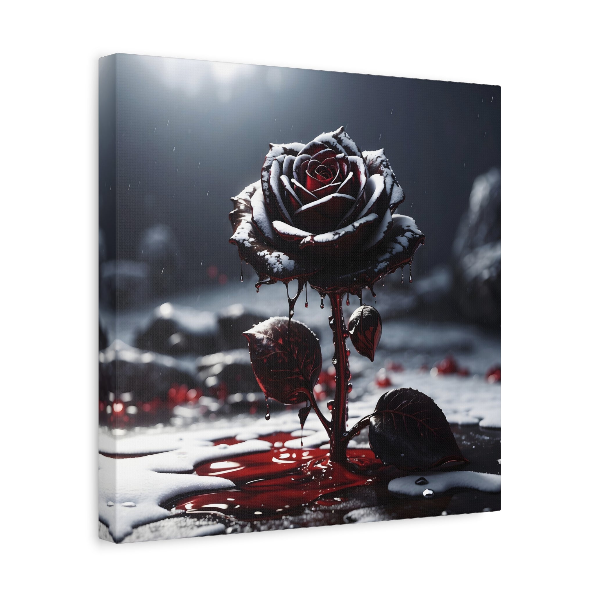 Crimson Tears Canvas Art - Gothic Black Rose Decor