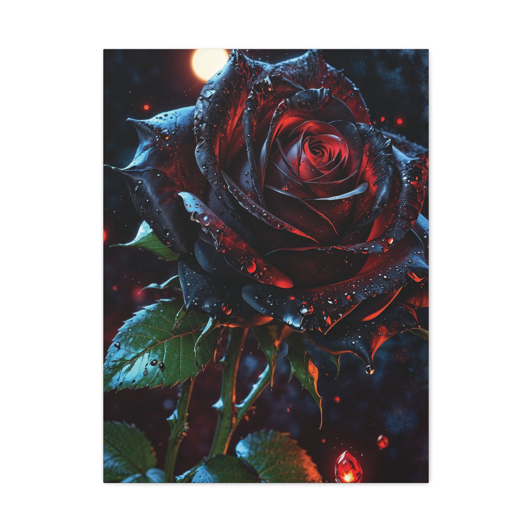 Dark Blood Rose Canvas Print - Gothic Floral Art
