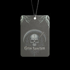 Grim Sanctum Dark Ice Car Air Freshener featuring the Grim Sanctum skull and scythe logo.