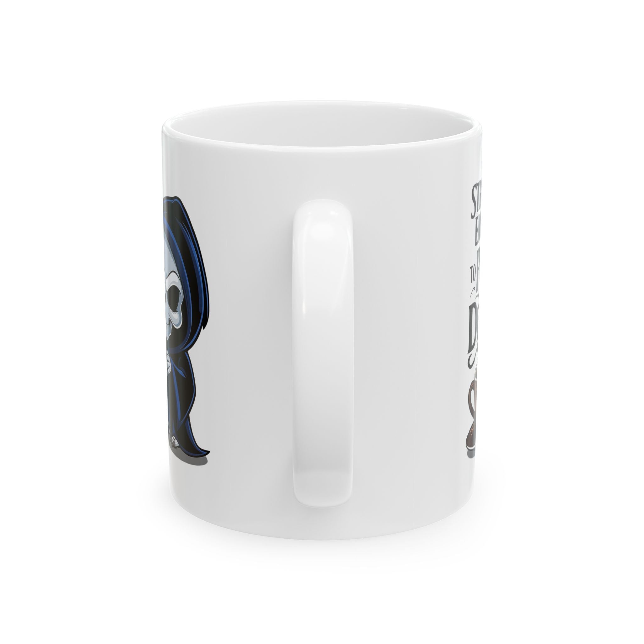 Gothic Grim Reaper Coffee Mug – “Strong Enough to Raise the Dead” | Edgy Skeleton Cup for Dark Roast Lovers
