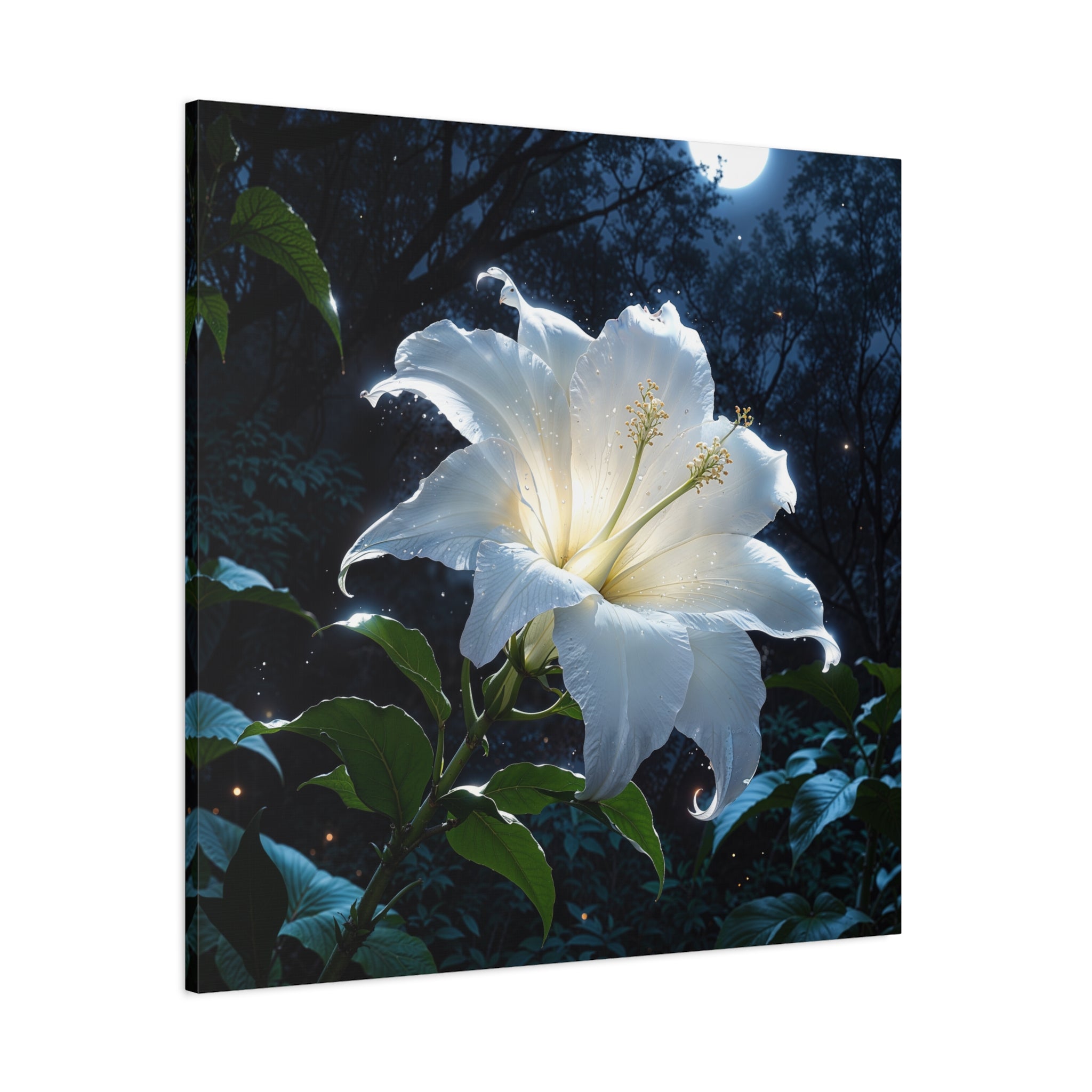Moonlit Datura Canvas Print - Mystical Night Garden