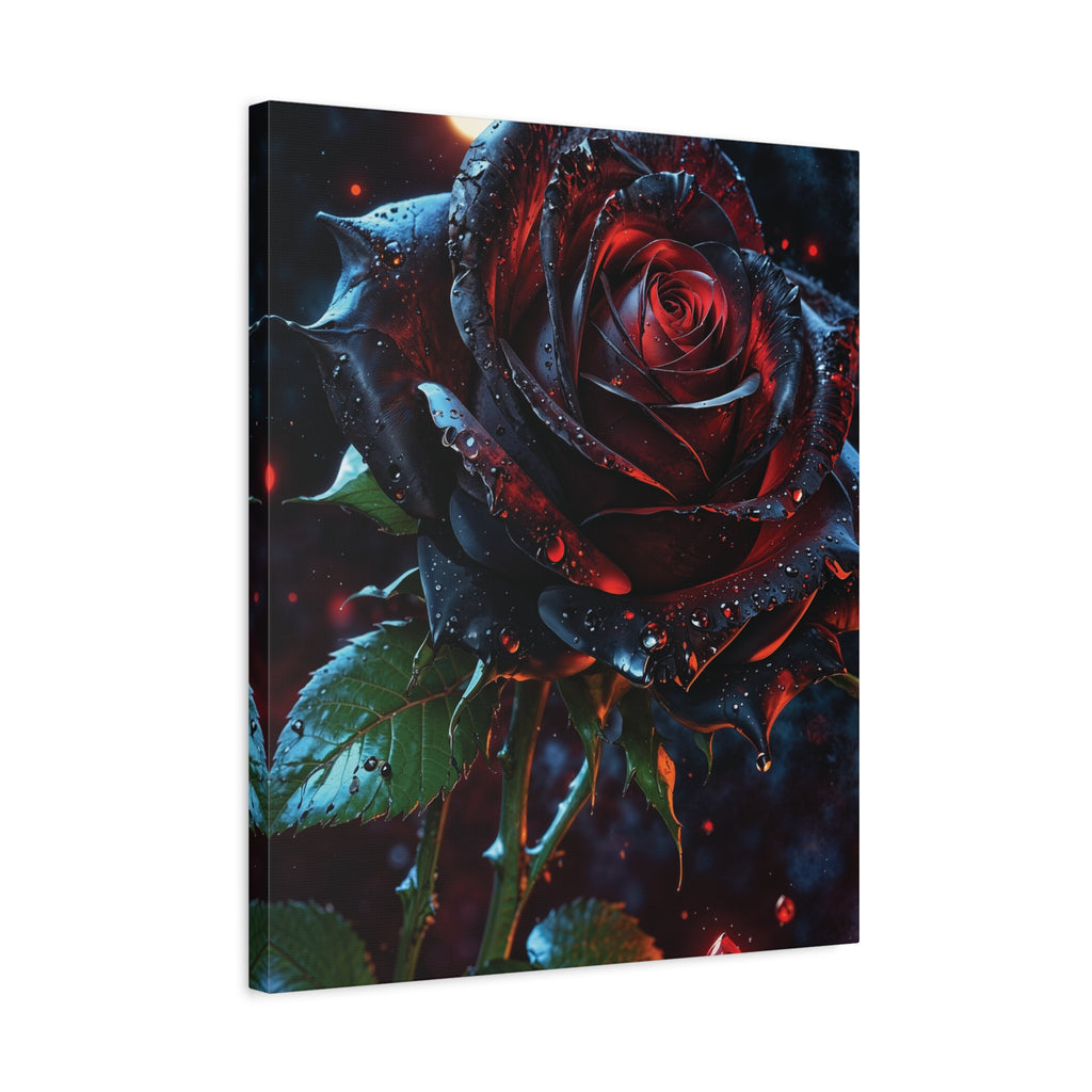 Dark Blood Rose Canvas Print - Gothic Floral Art