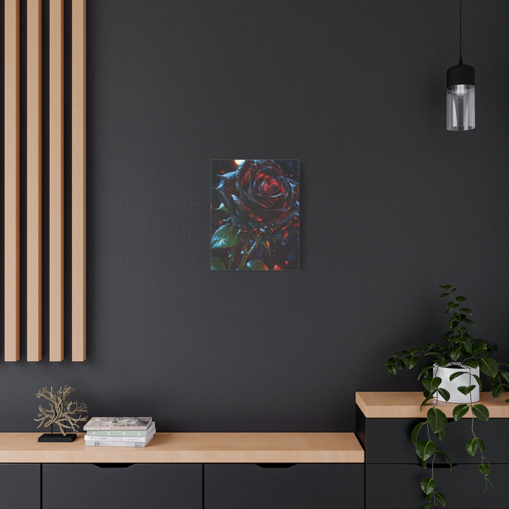 Dark Blood Rose Canvas Print - Gothic Floral Art