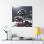 Crimson Tears Canvas Art - Gothic Black Rose Decor