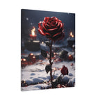 Crimson Rose Winter Canvas Print - Dark Romantic Art