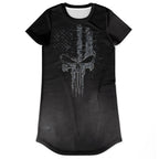 Gothic Skull T-Shirt Dress – Soft Stretch Comfort with Bold Style