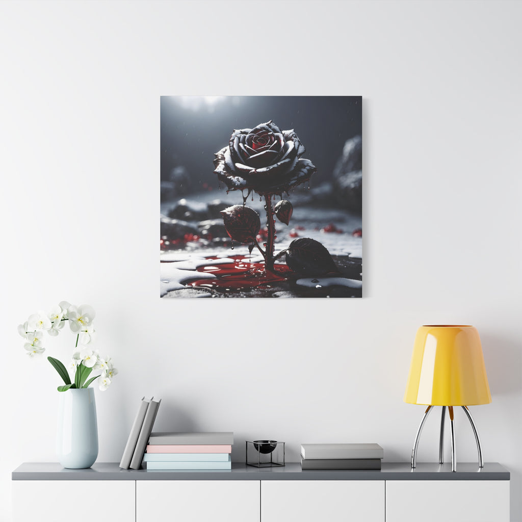 Crimson Tears Canvas Art - Gothic Black Rose Decor
