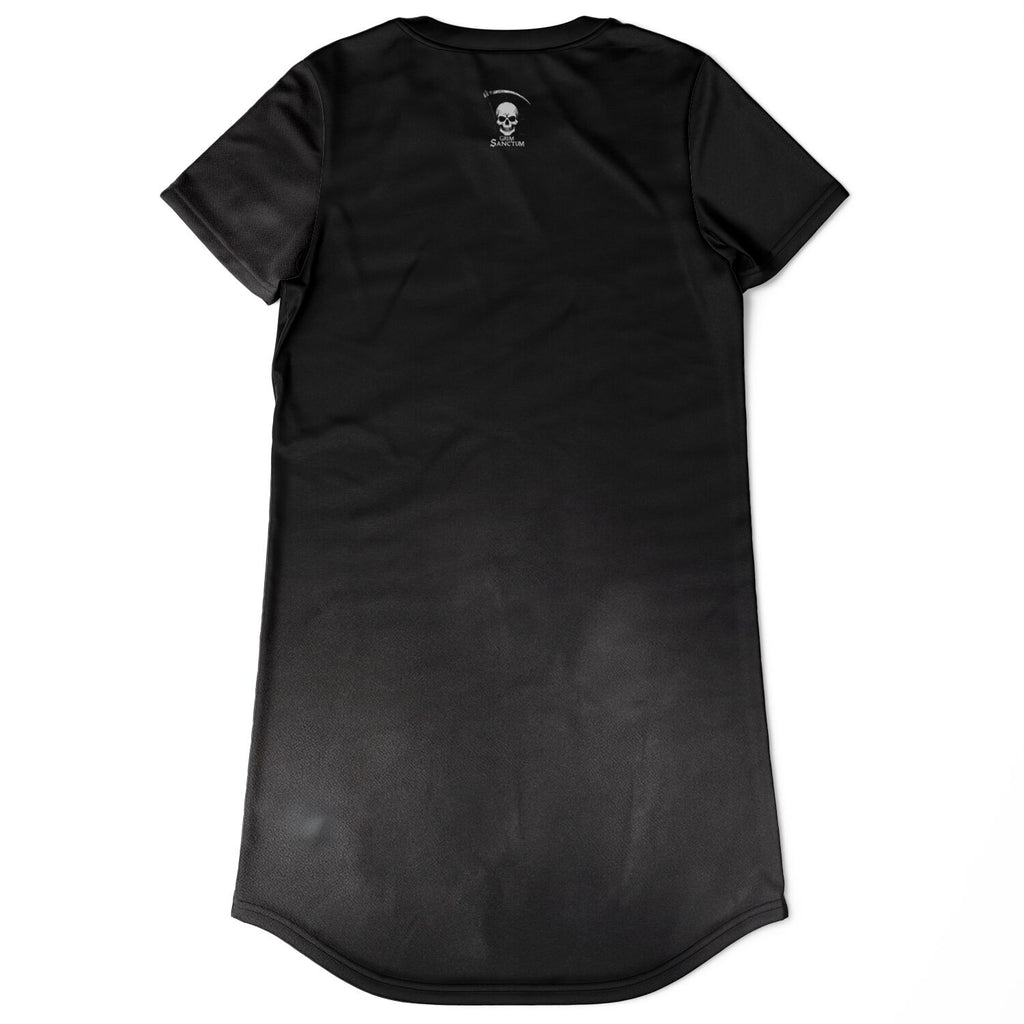 Gothic Skull T-Shirt Dress – Soft Stretch Comfort with Bold Style