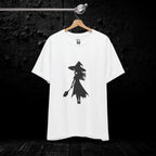 Wicked Witch Silhouette T-Shirt - Enchanting Gothic Style with Spine Print