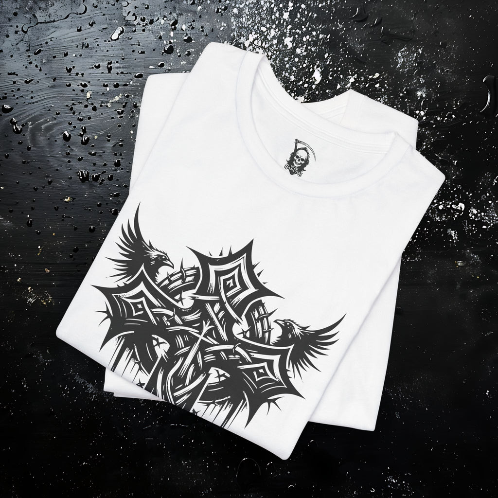 Dark Aesthetic Gothic Winged Cross Shirt