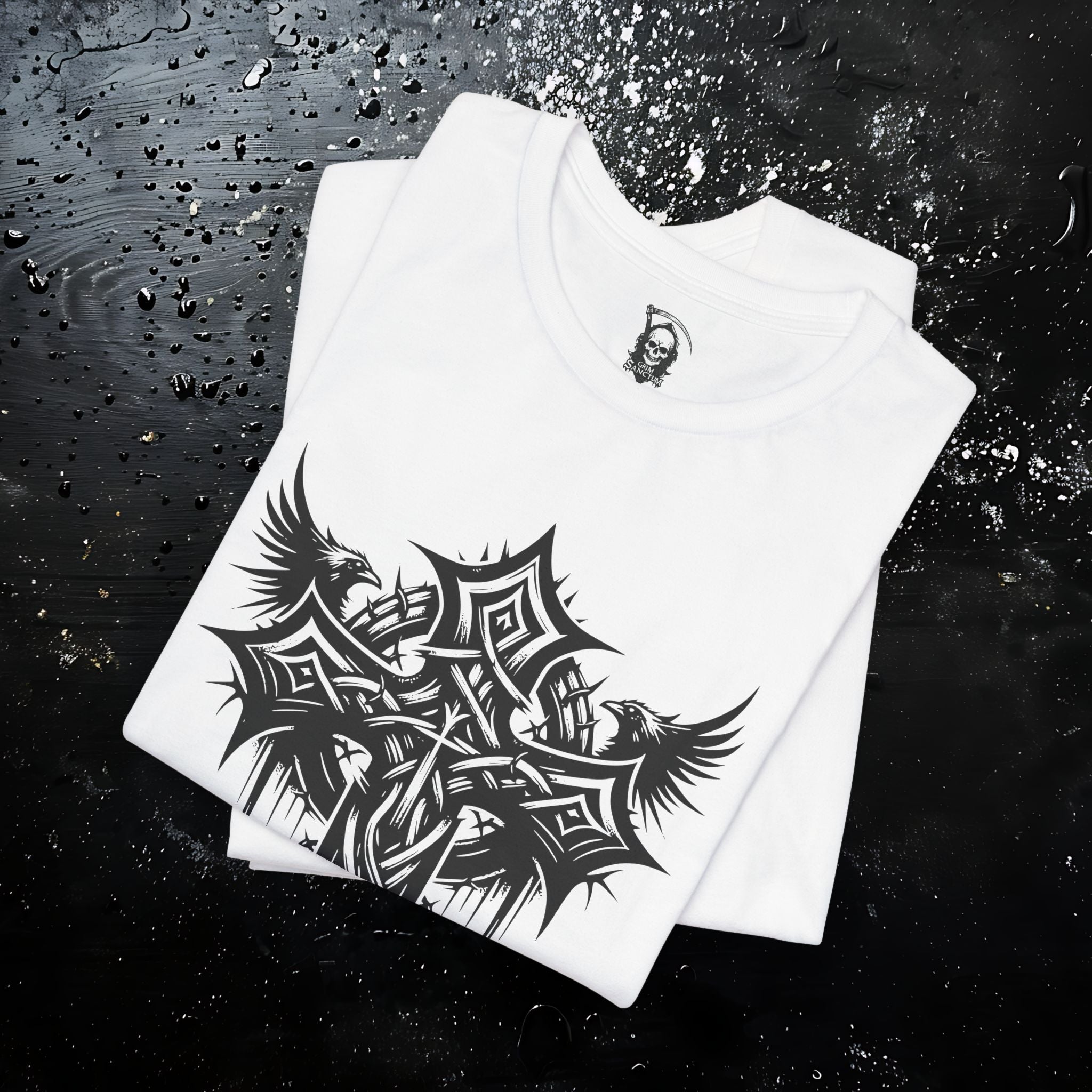 Dark Aesthetic Gothic Winged Cross Shirt