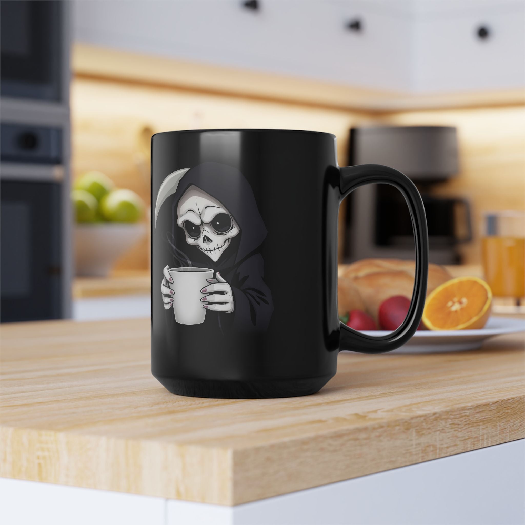 Grim Roast “Caffeine for the Soul” Mug – Gothic Grim Reaper Coffee Cup (11oz & 15oz)