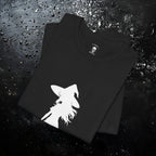 Wicked Witch Silhouette T-Shirt - Enchanting Gothic Style with Spine Print