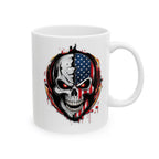 Patriotic Skull Mug – American Flag Gothic Coffee Cup