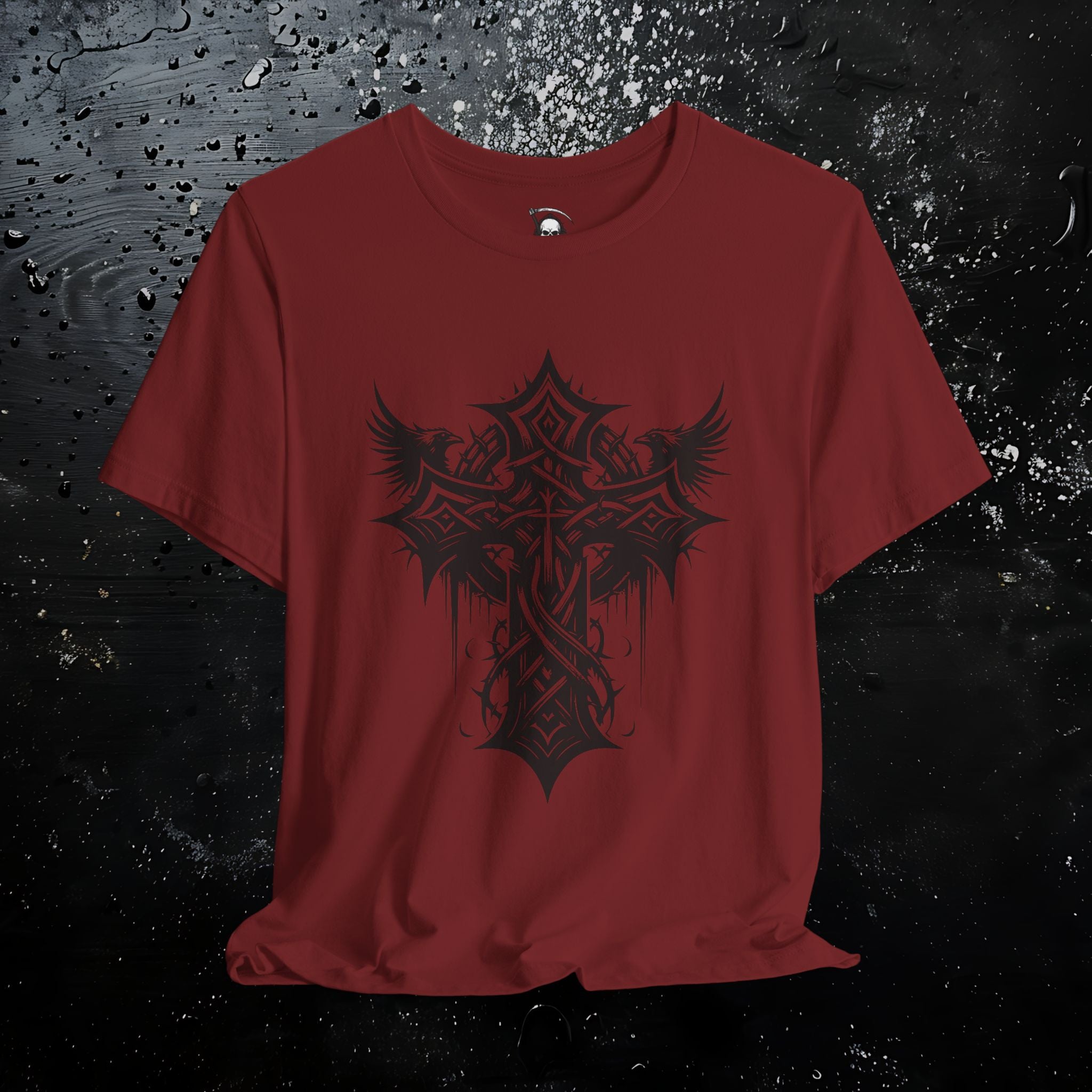 Dark Aesthetic Gothic Winged Cross Shirt