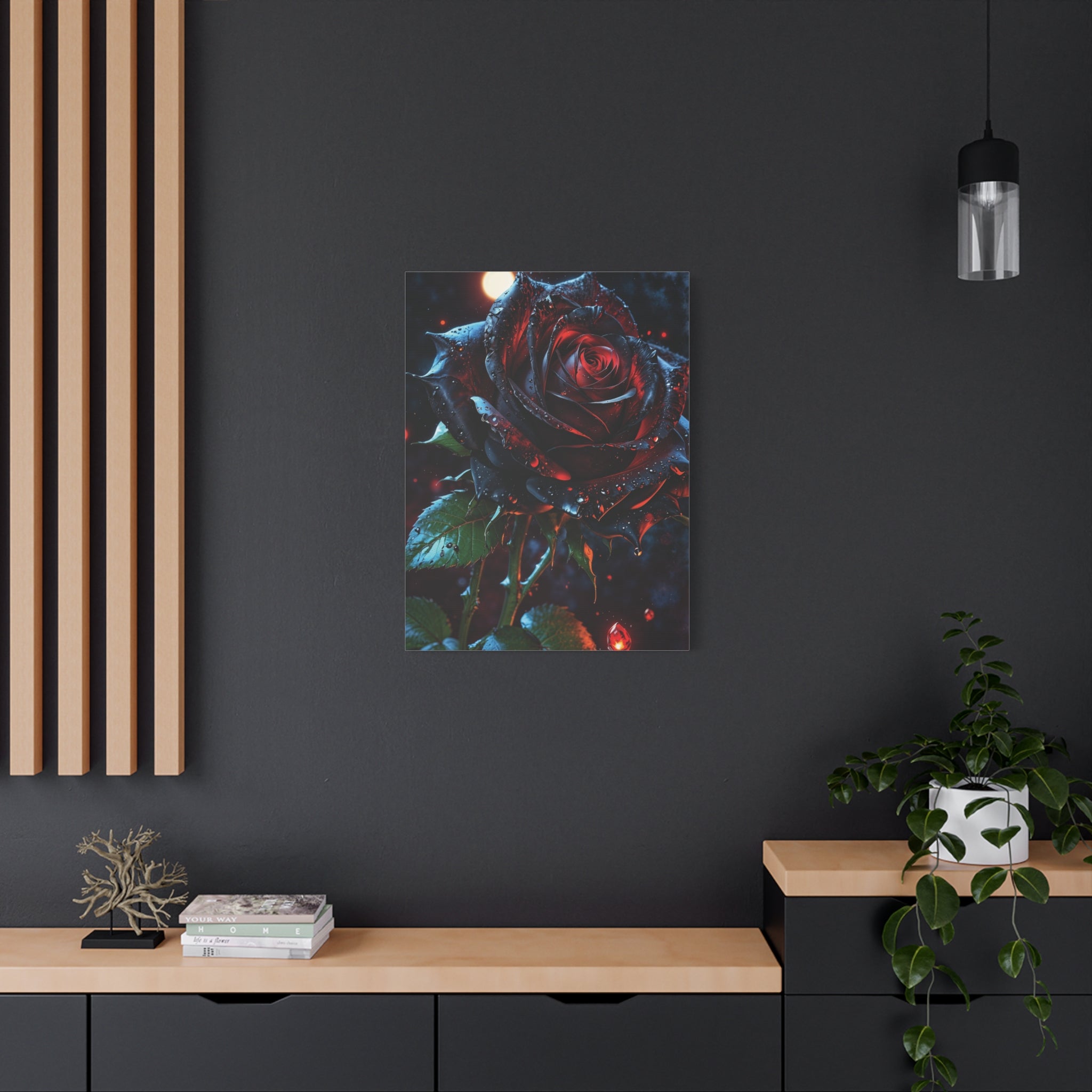 Dark Blood Rose Canvas Print - Gothic Floral Art