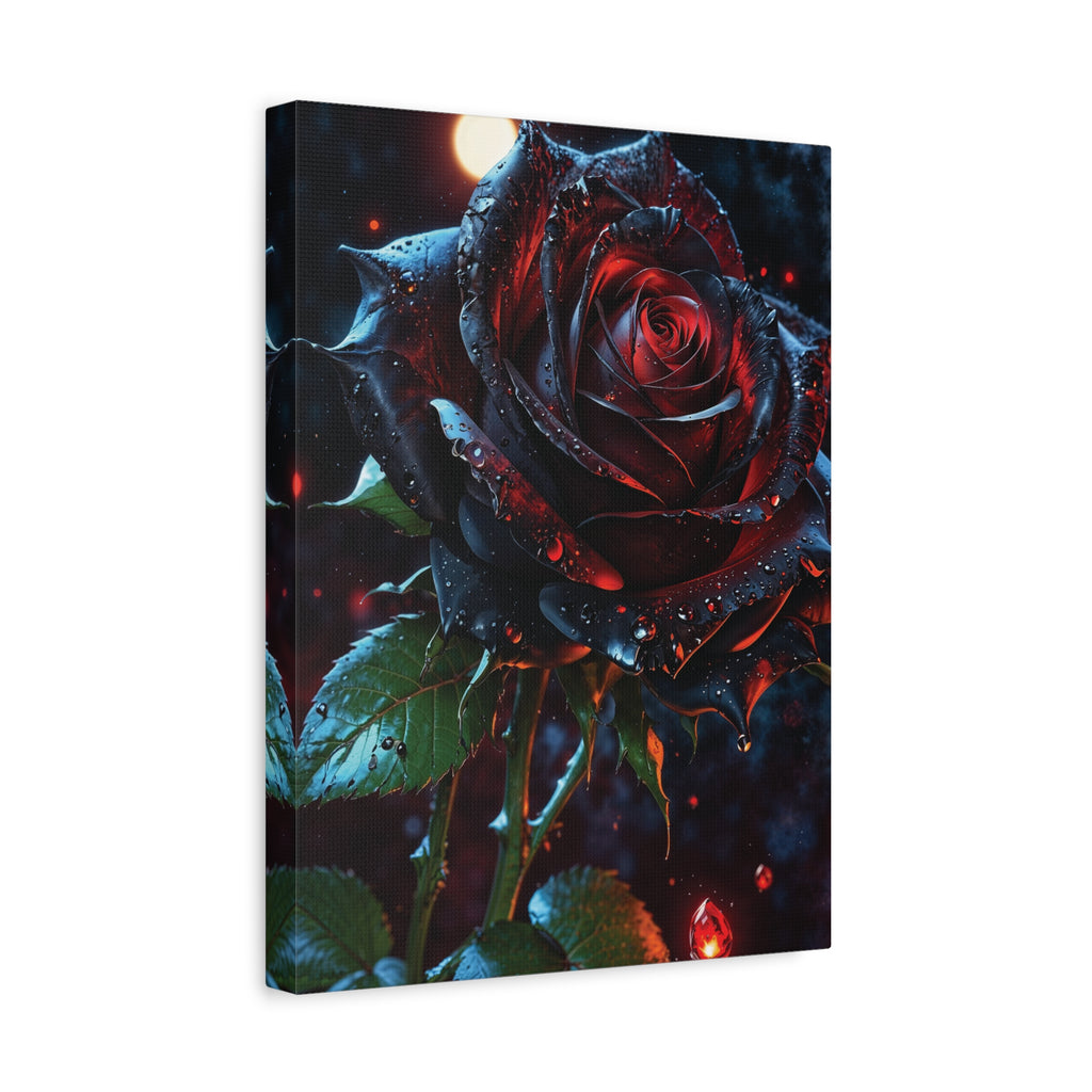 Dark Blood Rose Canvas Print - Gothic Floral Art