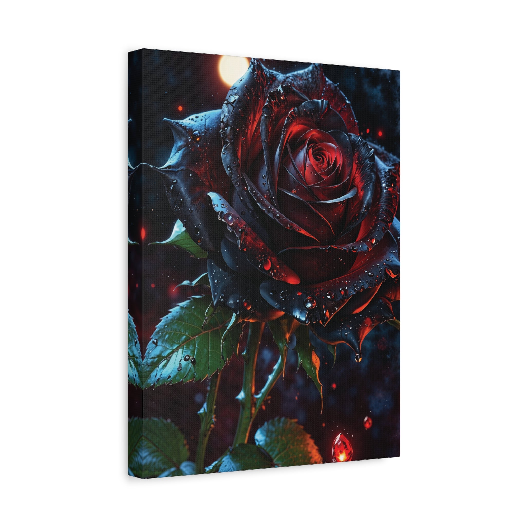 Dark Blood Rose Canvas Print - Gothic Floral Art