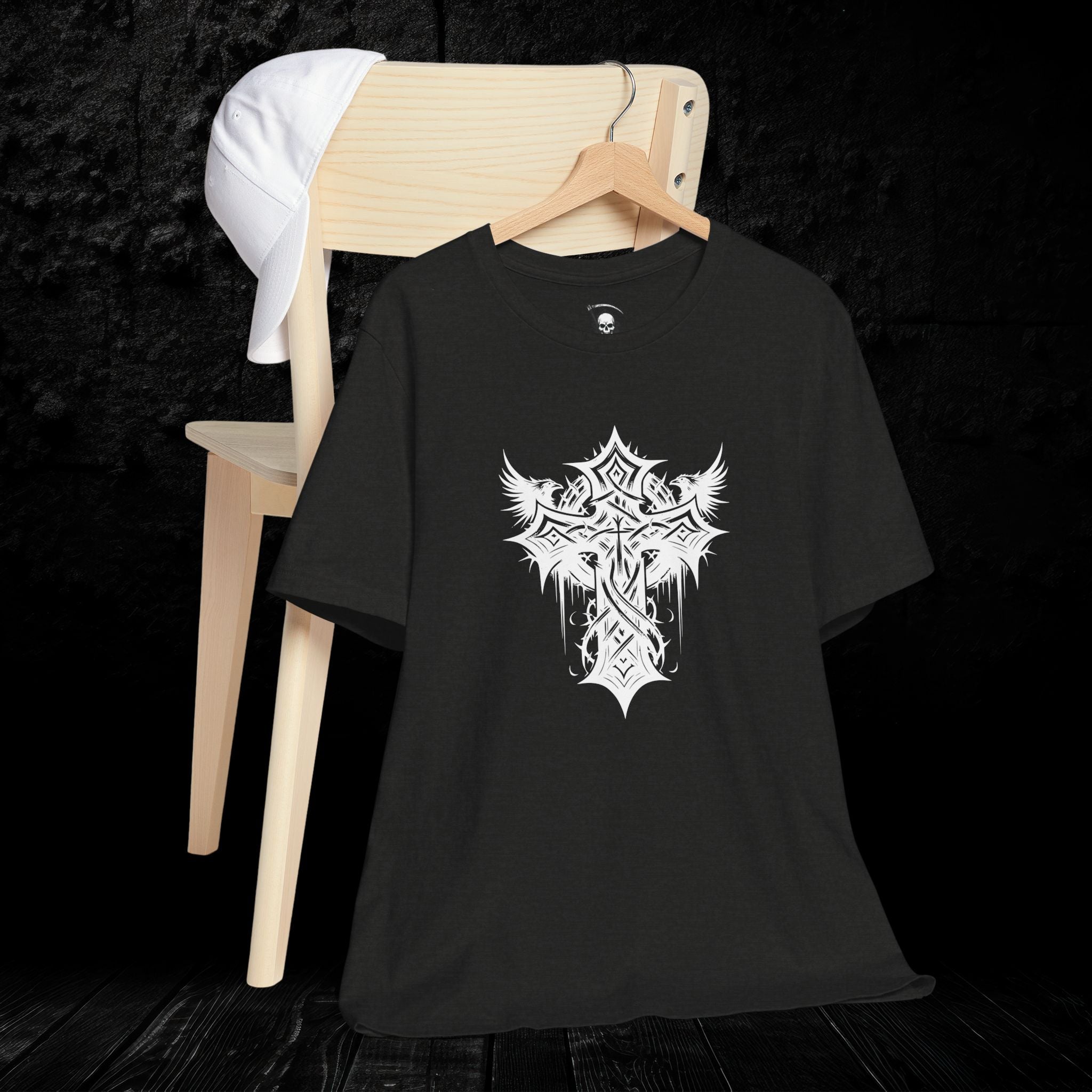 Dark Aesthetic Gothic Winged Cross Shirt
