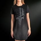 Gothic Skull T-Shirt Dress – Soft Stretch Comfort with Bold Style