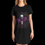 Close-up of the skull and rose design on the Fallen T-Shirt Dress.