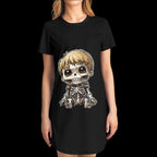 Woman wearing the Little Horrors Skeleton T-Shirt Dress